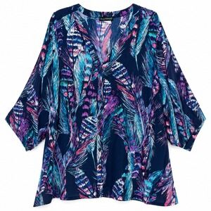 Ulla Popken Boho Artsy Tunic Top Womens Size 28/30 Relaxed Indie Femme Whimsical